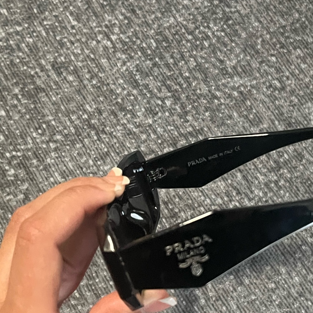 Prada Black Rectangular Sunglasses with Dark Lenses - Picture 5 of 5